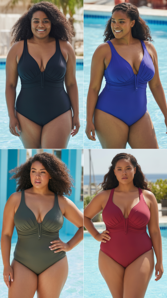 Plunge Neck Swimsuit with Underwire