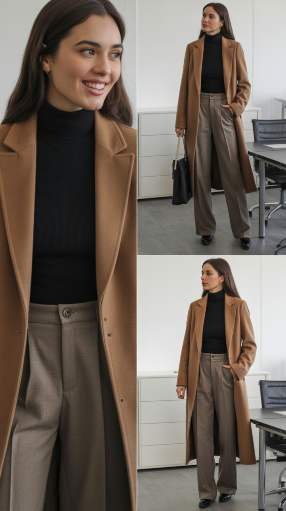 The Classic Camel Coat and Turtleneck Ensemble