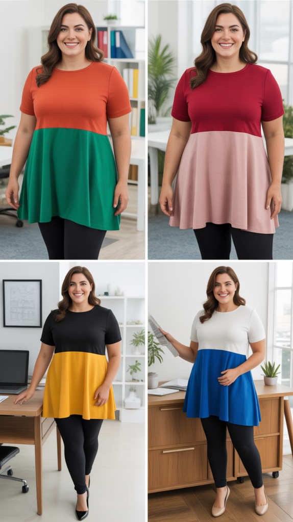 Colour-Blocked Tunic with Leggings