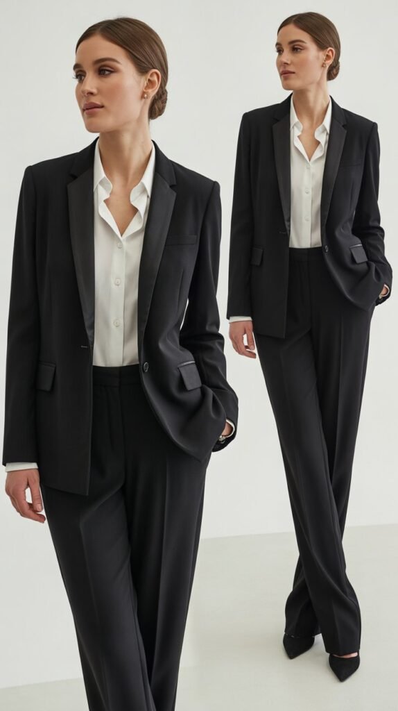 The Classic Black Blazer with White Shirt and Trousers