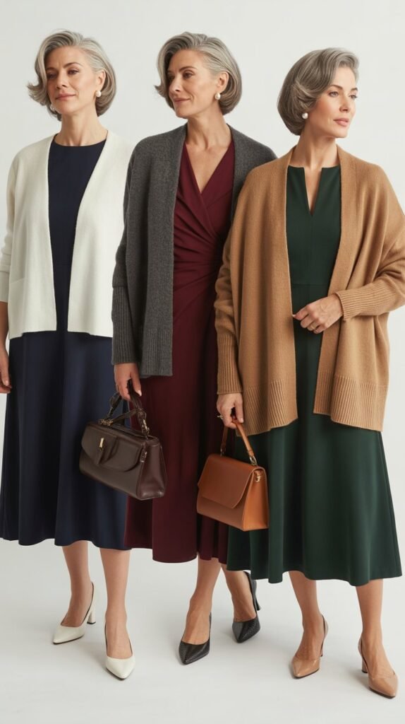 Midi Dress with Cardigan Elegance