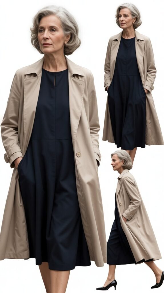 Lightweight Trench Coat Over Simple Dress