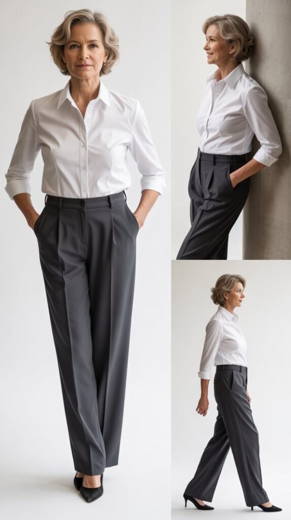 Classic White Shirt and Tailored Trousers