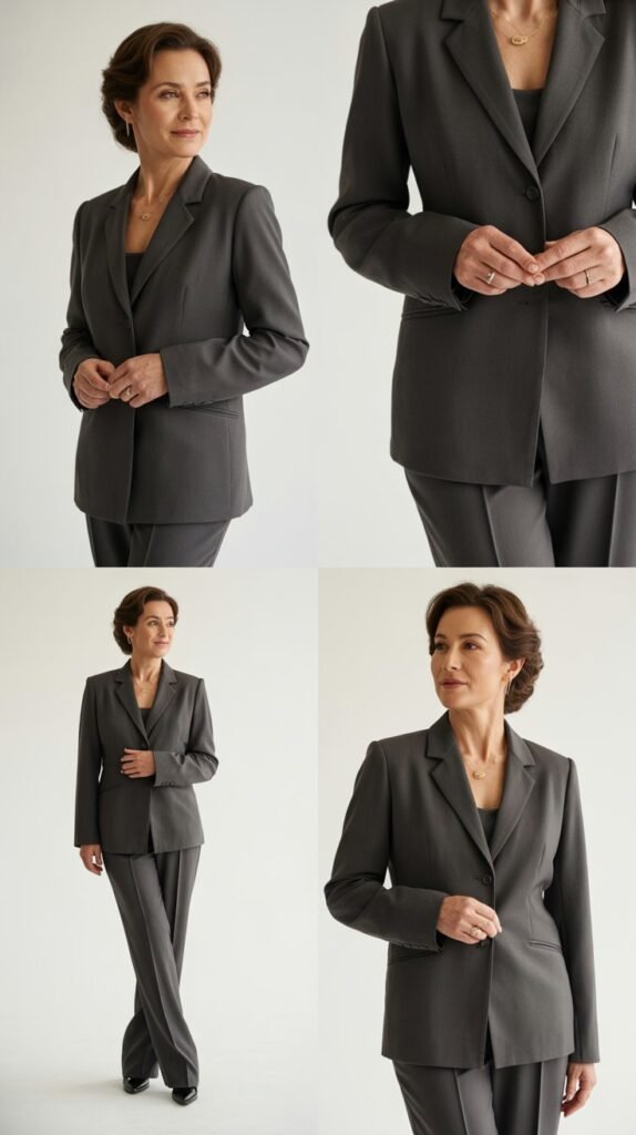Monochrome Power Suit in Charcoal Gray
