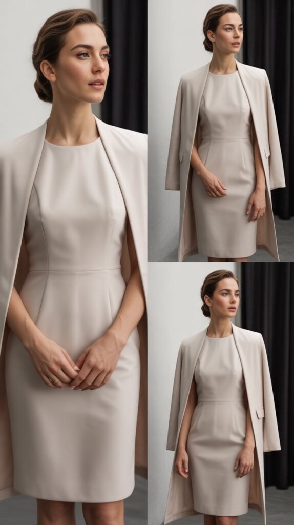  Sophisticated Sheath Dress with Structured Cardigan