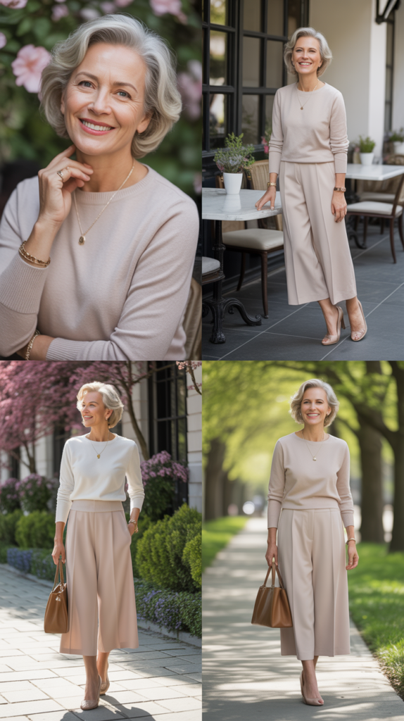 Cashmere Sweater with Culottes