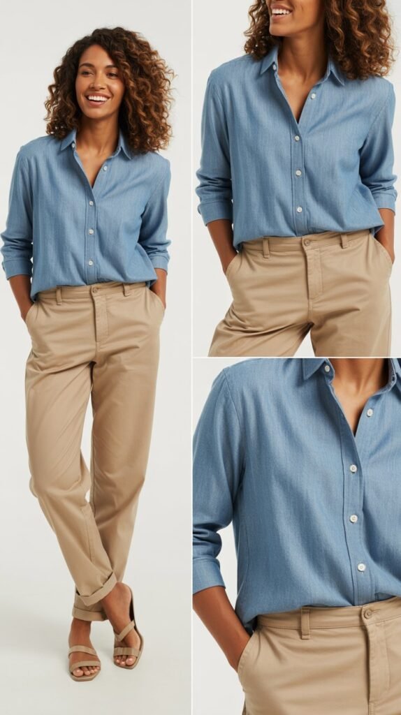  Chambray Shirt and Khaki Pants