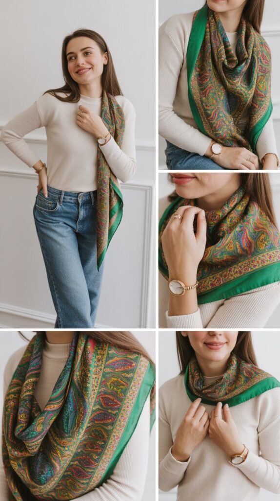 Patterned Scarf as Outfit Anchor
