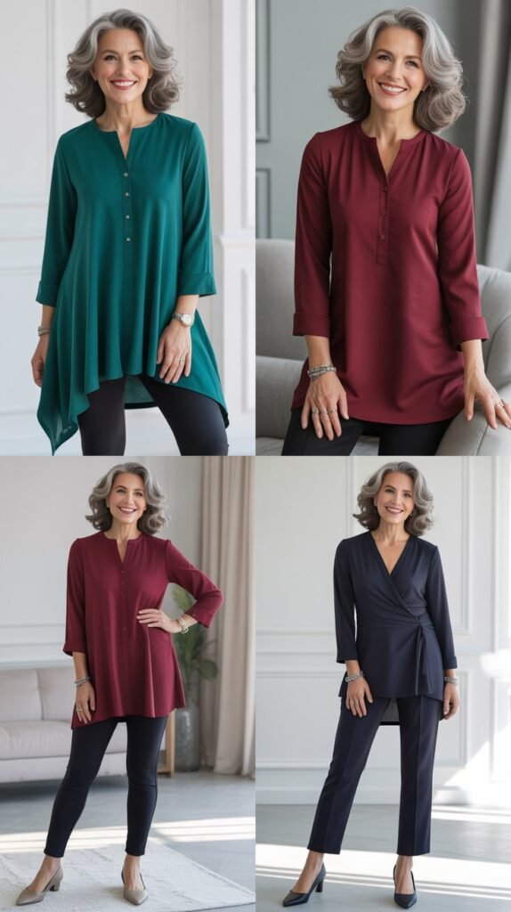 Tunics Paired with Leggings or Slim Pants