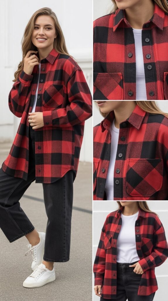 Plaid Flannel Shirt as Outerwear