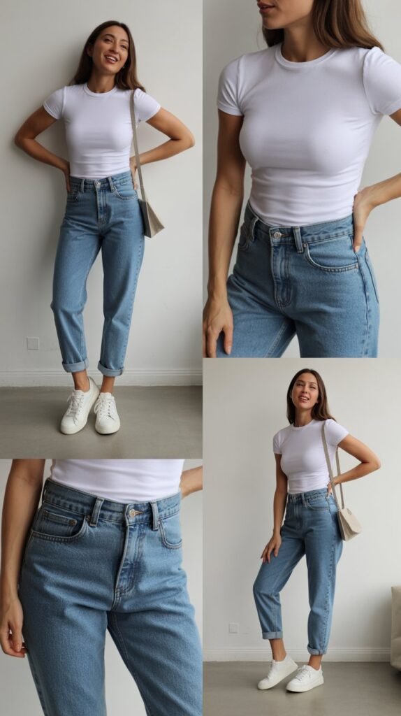Boyfriend Jeans with Fitted Tee
