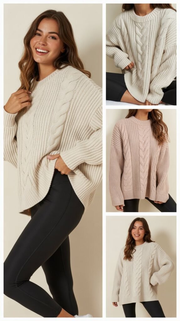 Oversized Chunky Knit Sweaters with Leggings