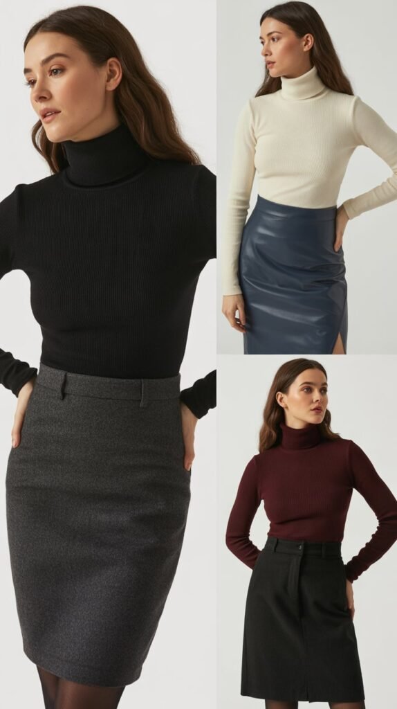 Fitted Turtlenecks and Pencil Skirts
