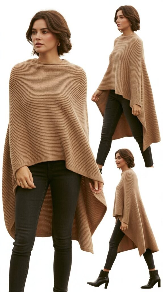 Wool Poncho with Skinny Jeans