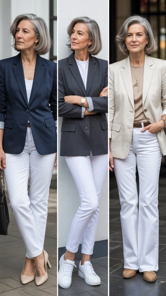 The Classic Blazer and White Jeans Combination