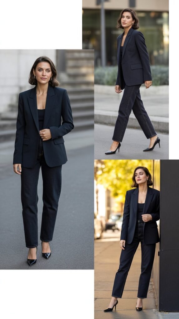 Blazer with Dark Denim and Heels