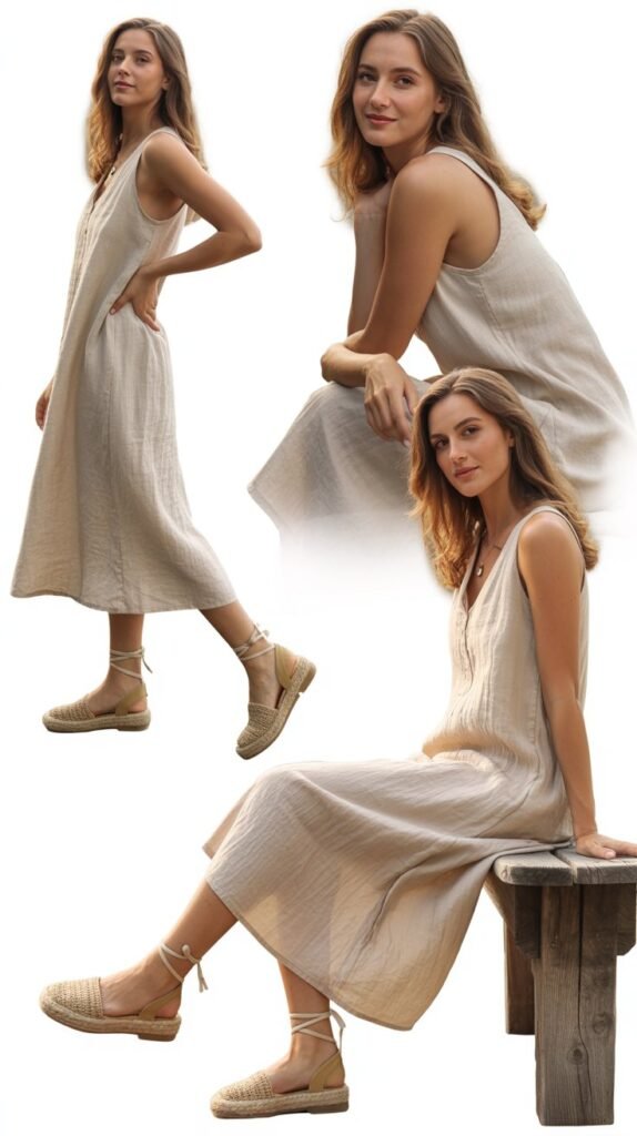 Linen Dress With Espadrilles