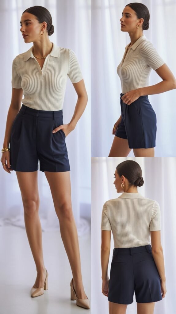 Knit Polo with Tailored Shorts