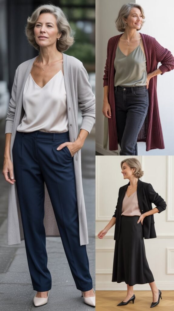 Cardigan and Camisole Layering