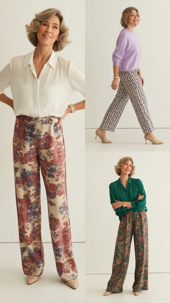 Printed Pants with Solid Top