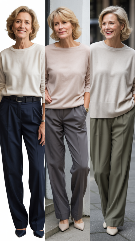 Tailored Trousers with Relaxed Sweater