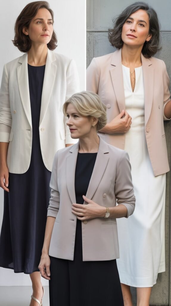 Lightweight Blazer Over Simple Dress