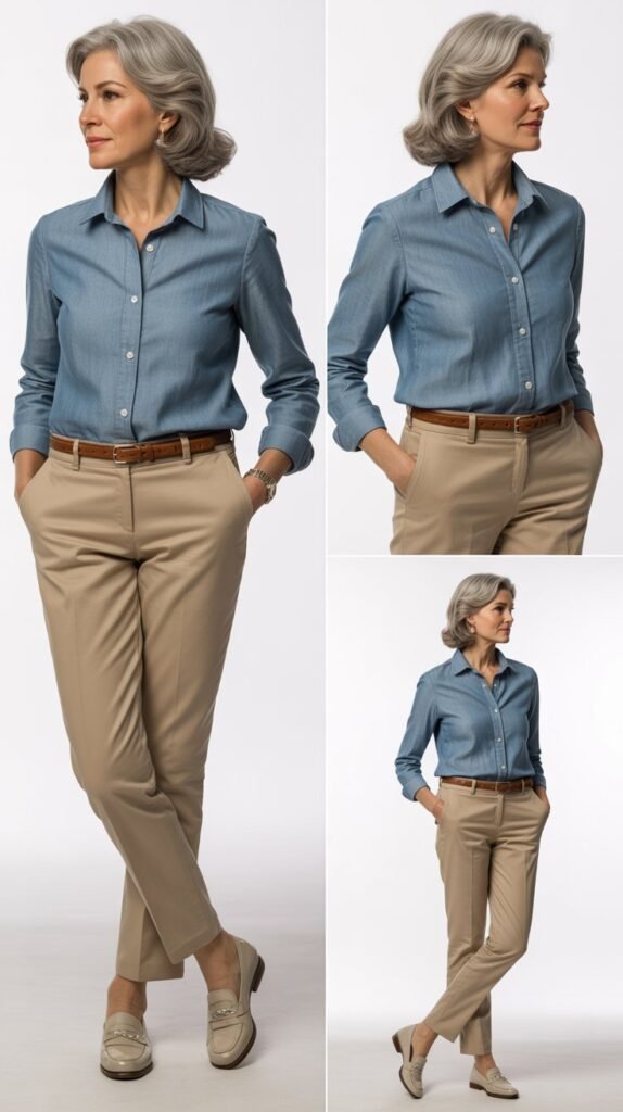 Chambray Shirt and Khaki Pants Classic