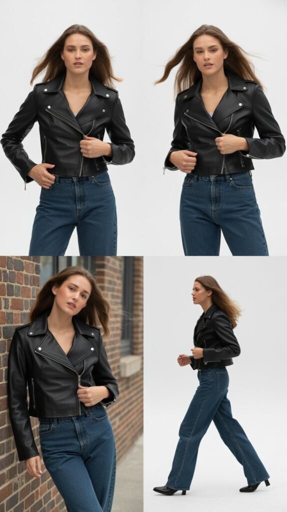 Classic Leather Jacket and Jeans Combo