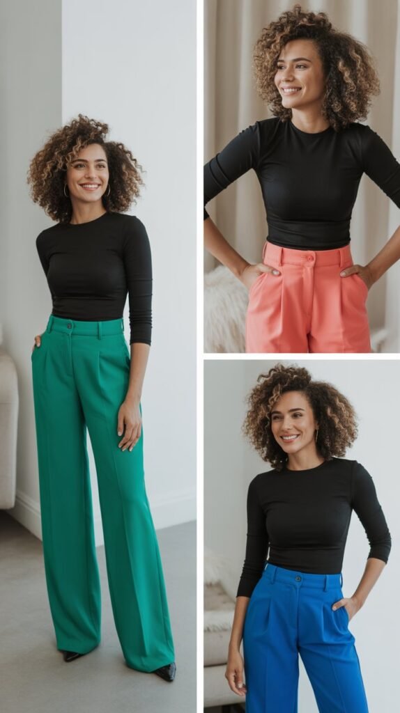  Black Top and Colored Pants