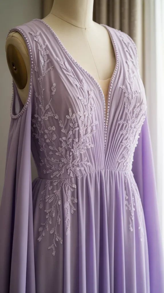  Lavender Dress with Embroidery or Beading