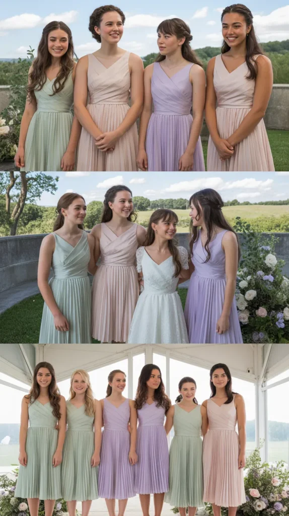 Pleated Midi Dresses for Teen Bridesmaids