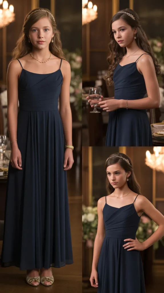 Navy Blue Formal Junior Bridesmaid Dresses