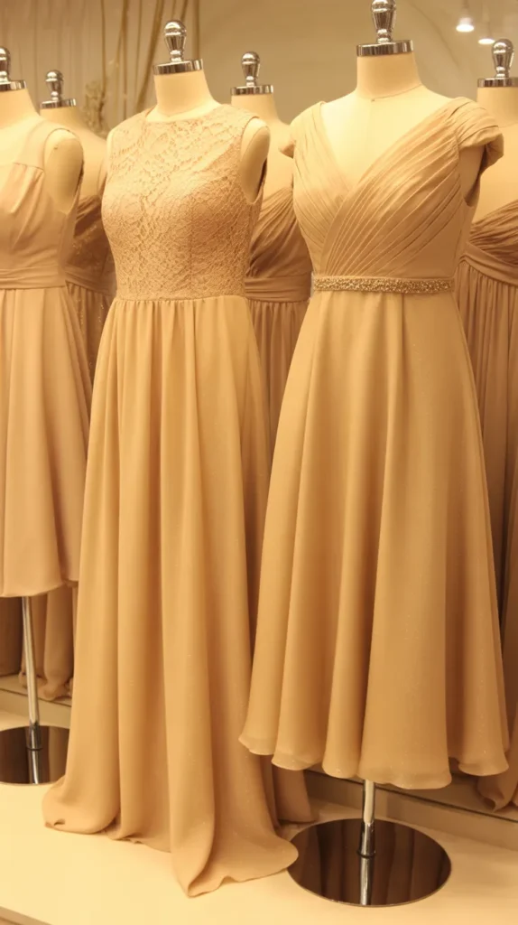Petite Gold Champagne Bridesmaid Dress Styles
