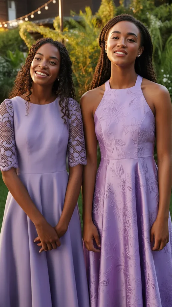 Mix-and-Match Lilac Bridesmaid Dresses