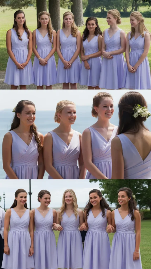 Knee-Length Lilac Bridesmaid Dress