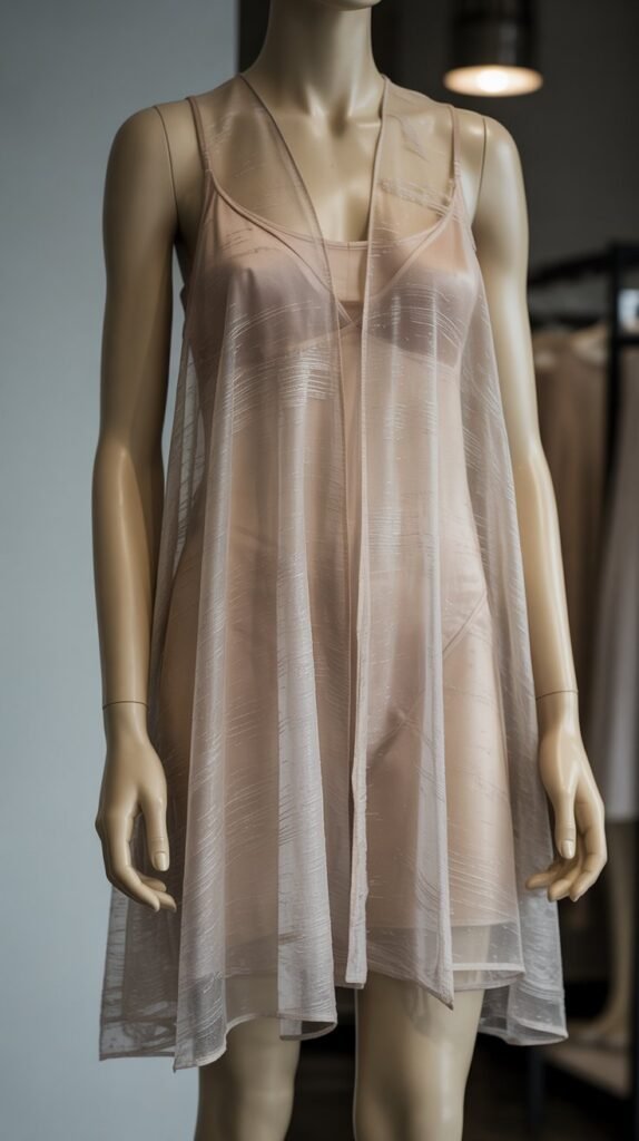 Sheer Overlay Mini Dress