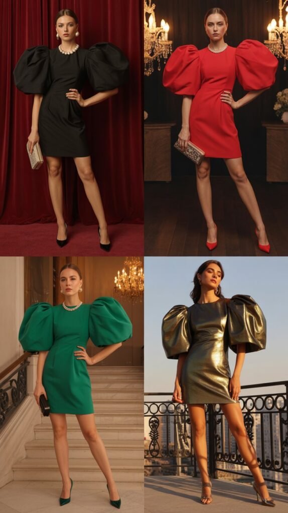 Puff-Sleeve Mini Dress For Vintage Glamour