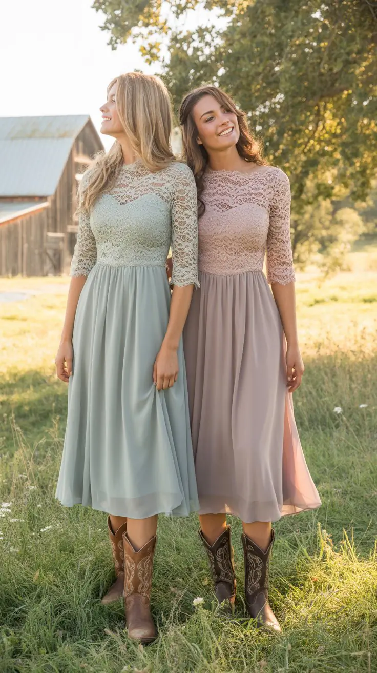 25 Country Bridesmaid Dresses Perfect with Boots