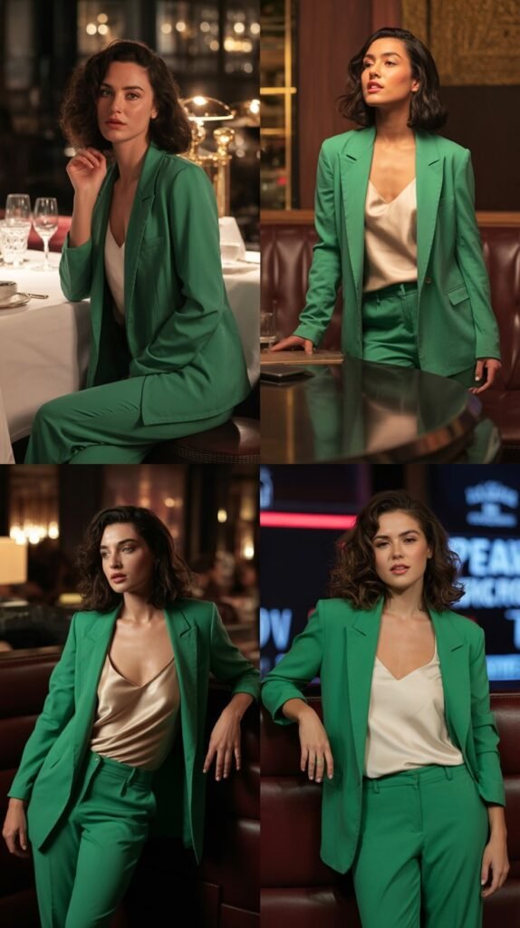 Monochrome Pantsuit with Silk Cami