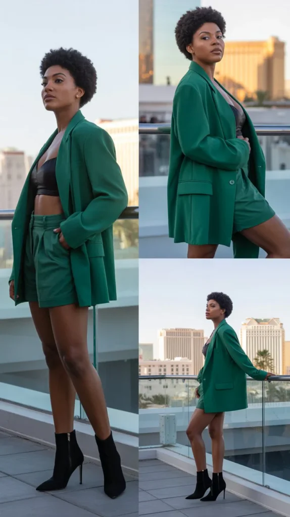 High-Waisted Shorts With Blazer