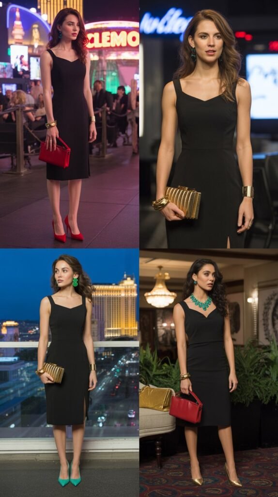 Little Black Dress With Colorful Accessories