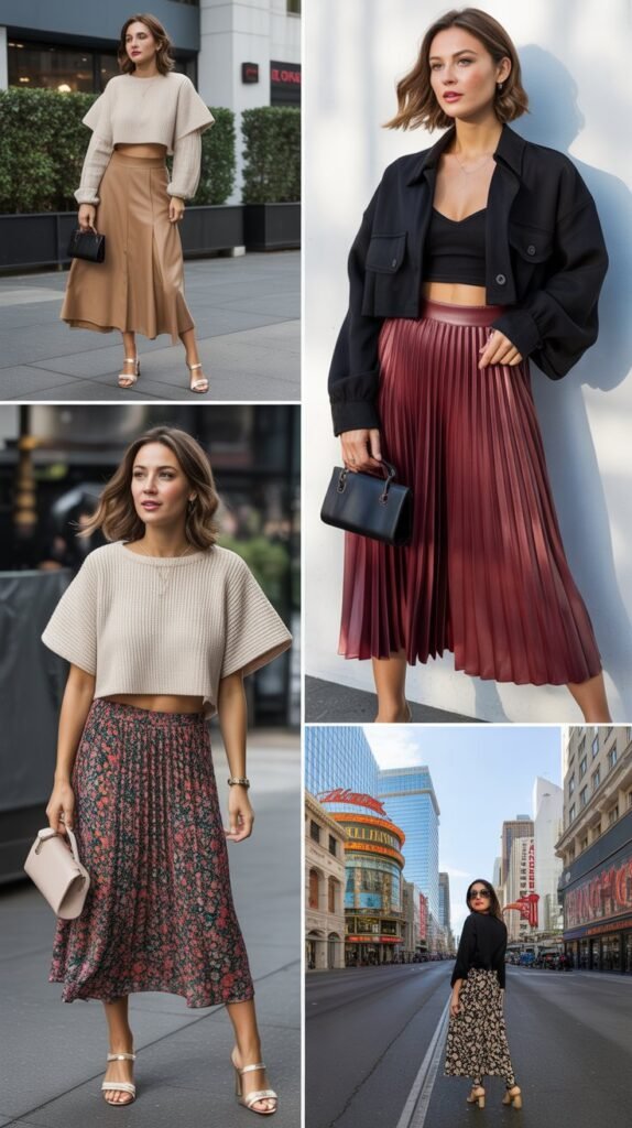 Cropped Sweater with Midi Skirt