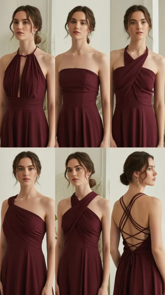 Convertible Wine Bridesmaid Dresses for Maximum Versatility