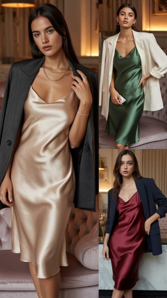  Slip Dress With Oversized Blazer