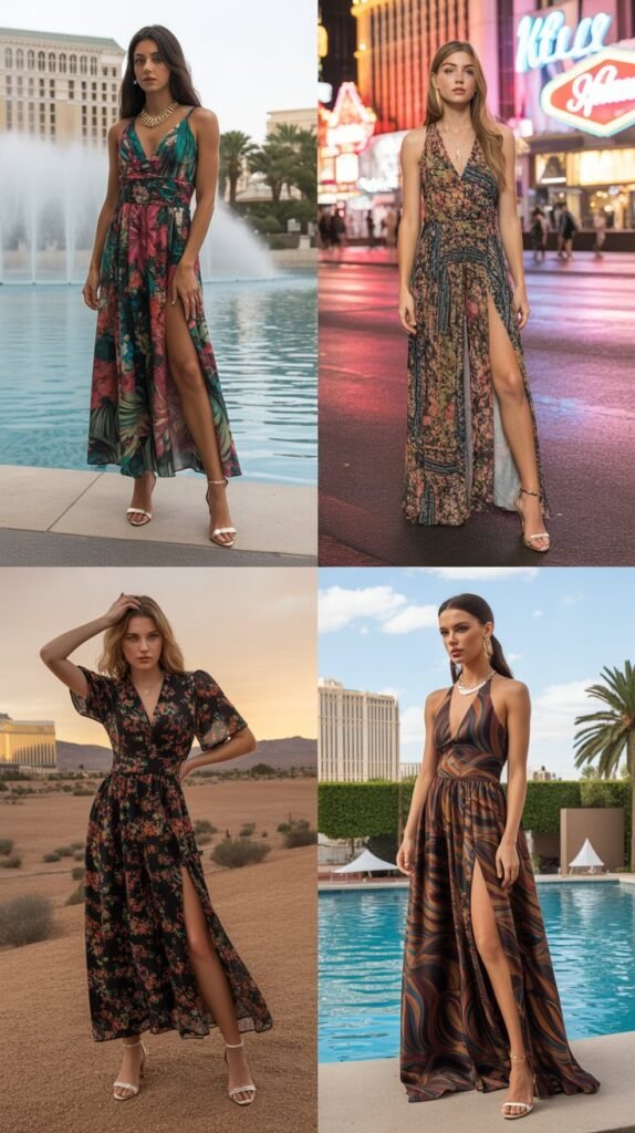 Printed Maxi Dress With Thigh-High Slit