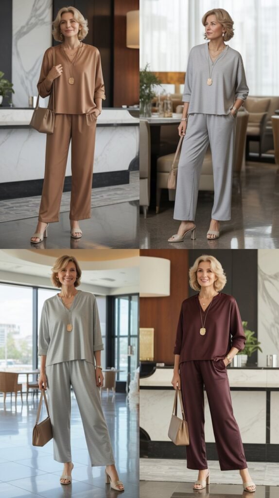  Coordinated Lounge Set With Heeled Mules