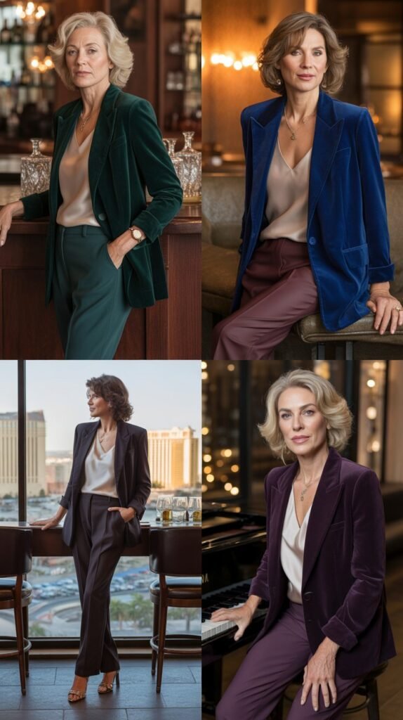  Velvet Blazer With Satin Camisole