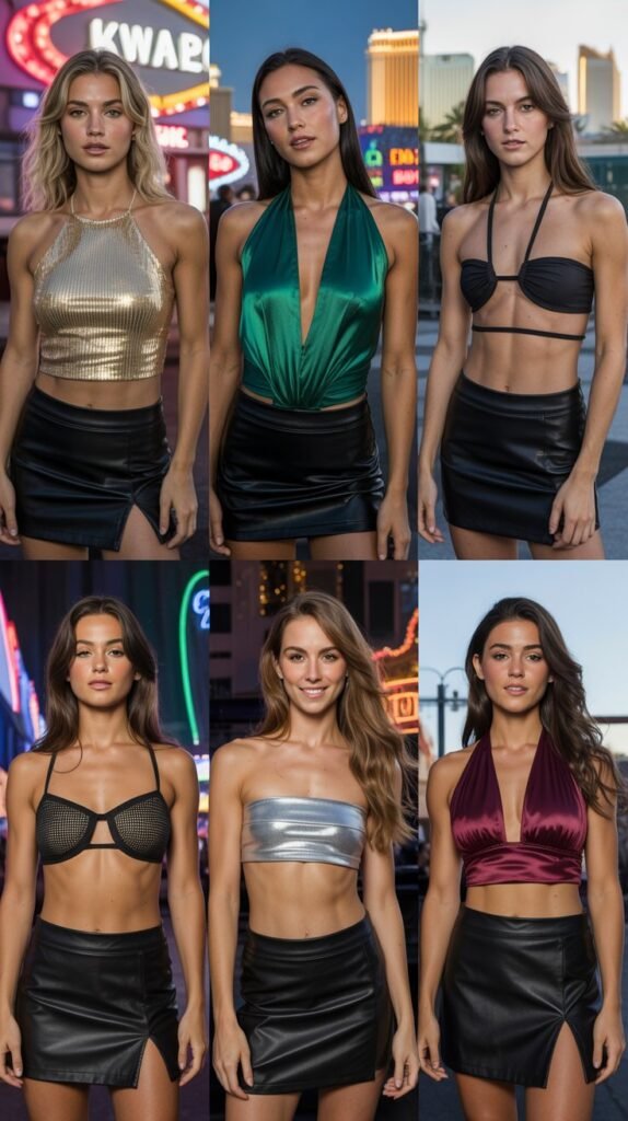 The Leather Mini Skirt And Crop Top Combo