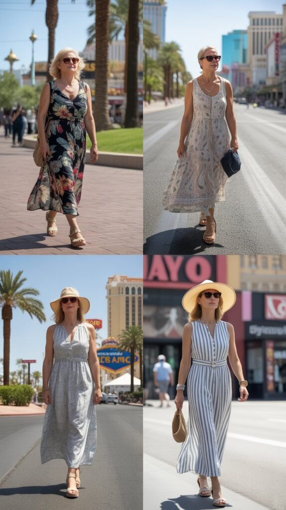Flowy Maxi Dress With Wedge Sandals