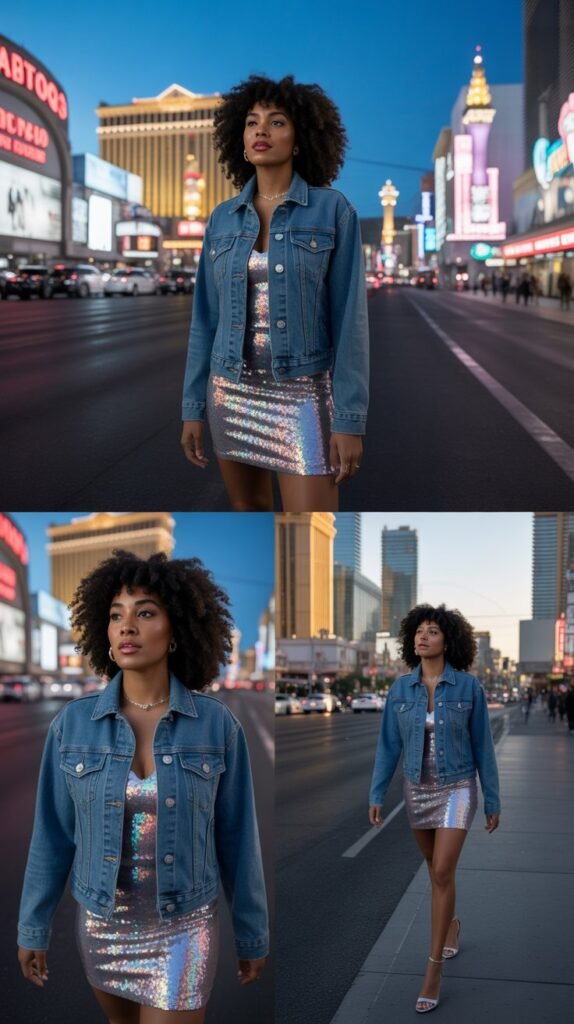 Denim Jacket With Party Dress